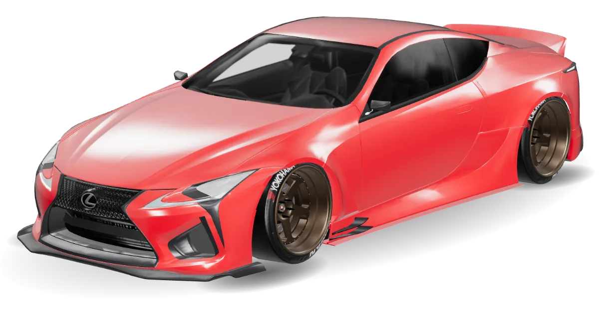 3D car demonstrating a red vehicle wrap